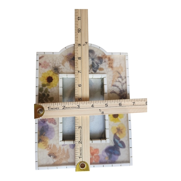 Floral Patterned Picture Frame Flowers Butterflies Heavy Acrylic Resin GANZ - Picture 6 of 6